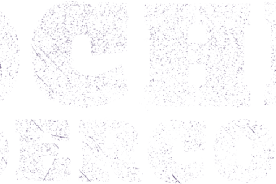 Eine abstrakte Darstellung mit weißen und hellvioletten Elementen.