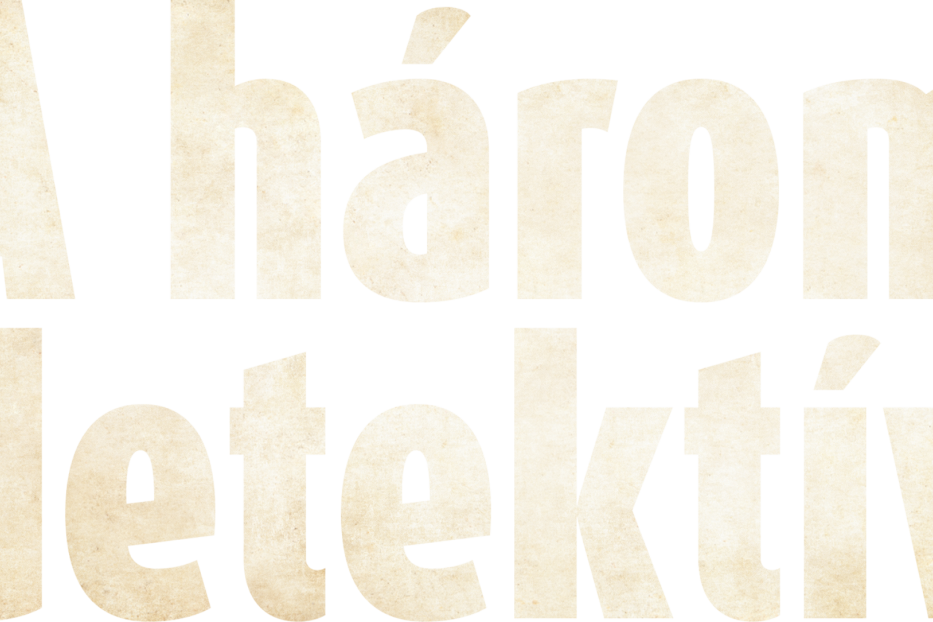 Der Schriftzug „A három detektív“ ist auf schwarzem Hintergrund zu sehen.