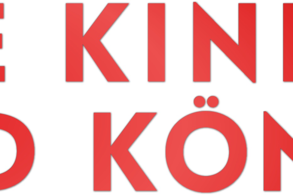 Der Schriftzug „Die Kinder sind Könige“ in roter Schrift auf schwarzem Hintergrund.