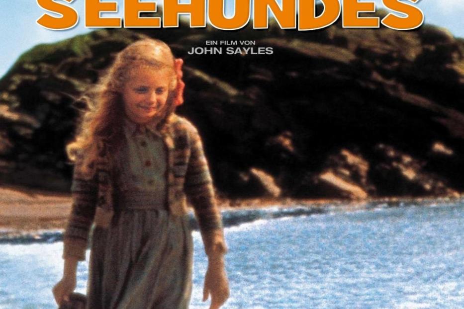 Das Filmplakat für „Das Geheimnis des kleinen Seehundes“ zeigt ein Mädchen und einen Seehund am Strand.