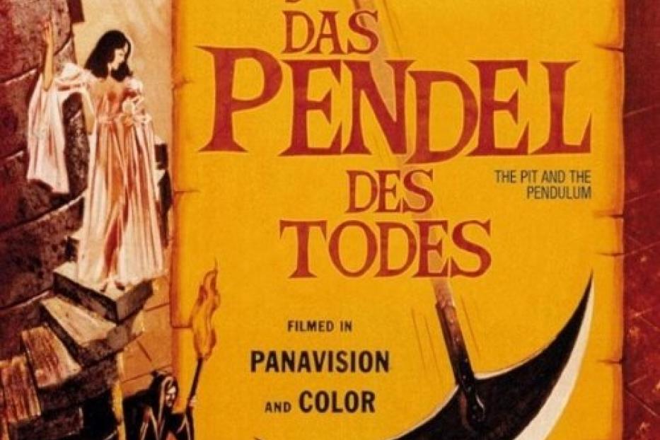 Das Filmplakat für Edgar Allan Poes „Das Pendel des Todes“ zeigt eine Folterszene.