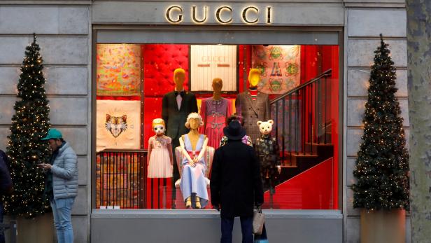FILE PHOTO:A Gucci sign is seen outside a shop in