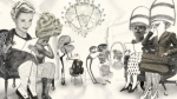 Mehrere Frauen sitzen in einem Friseursalon unter Trockenhauben.