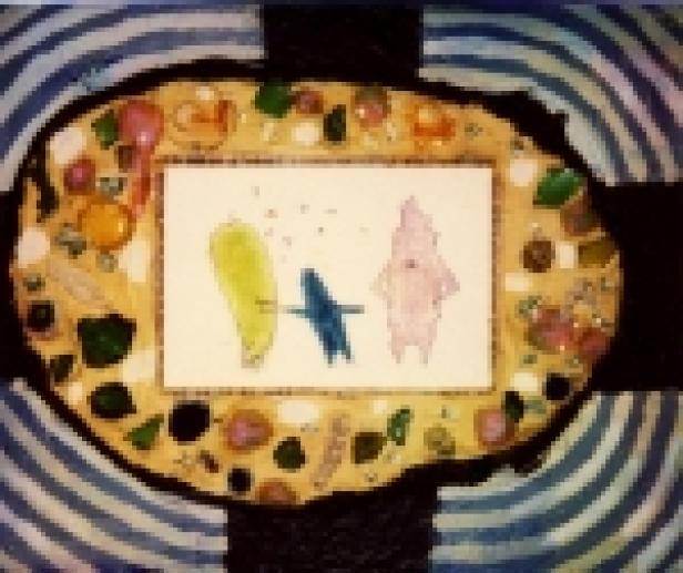 Ein Mosaikbild von SpongeBob, Patrick und Thaddäus Tentakel.