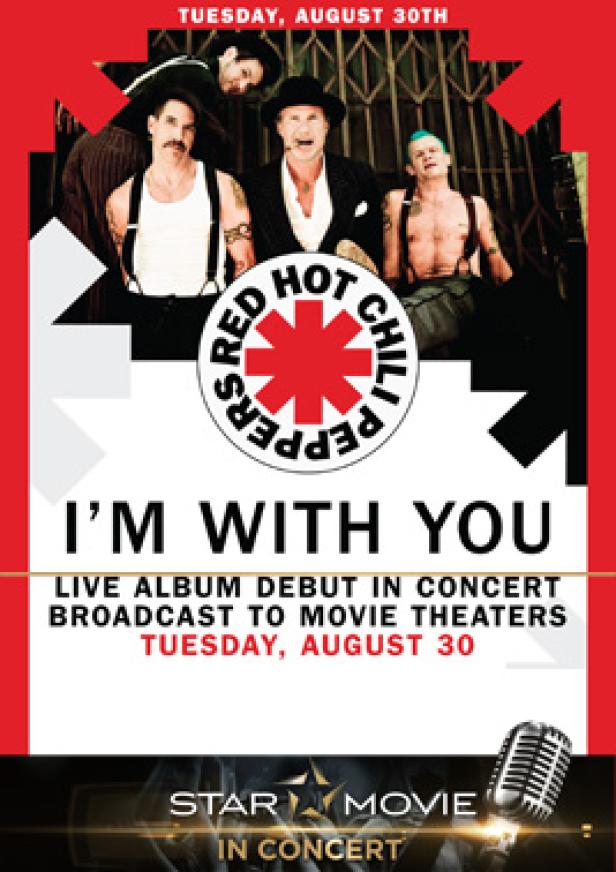 Das Cover für das Live-Album „I'm With You“ der Red Hot Chili Peppers zeigt die Band in Hüten und Hosenträgern.