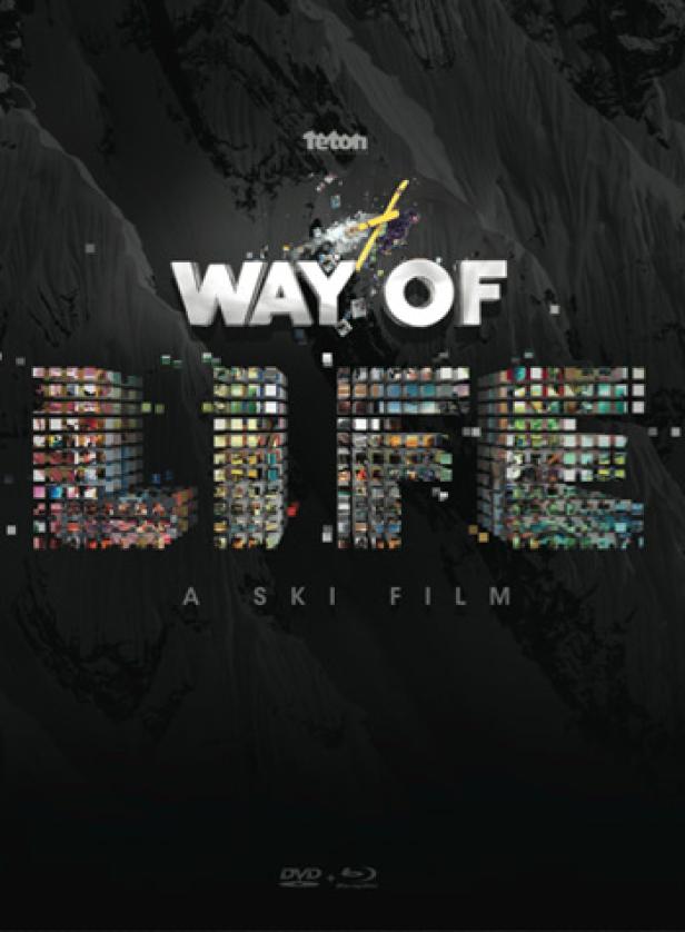 Das Cover des Skifilms „Way of Life“ von Teton Gravity Research vor einem Bergpanorama.