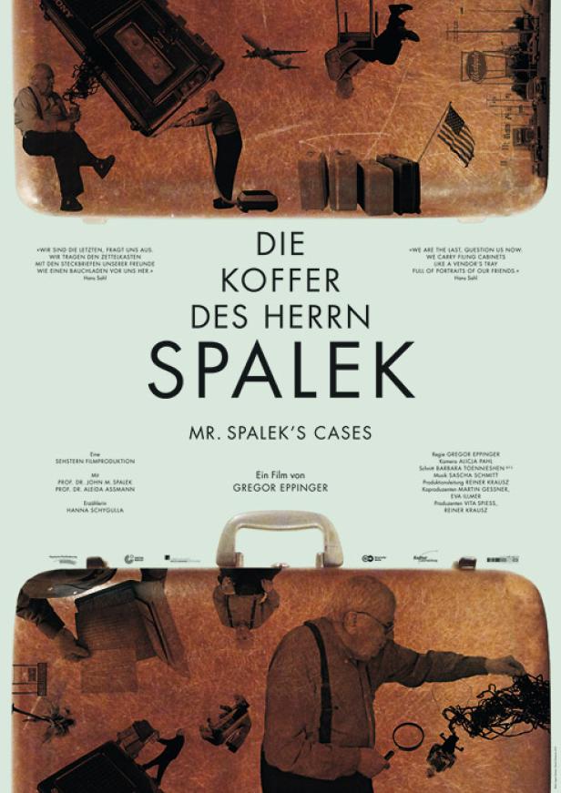 Das Filmplakat für „Die Koffer des Herrn Spalek“ zeigt eine Collage mit Koffern und historischen Elementen.