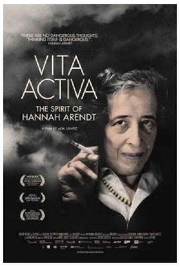 Das Filmplakat für „Vita Activa: The Spirit of Hannah Arendt“ zeigt Hannah Arendt mit einer Zigarette.
