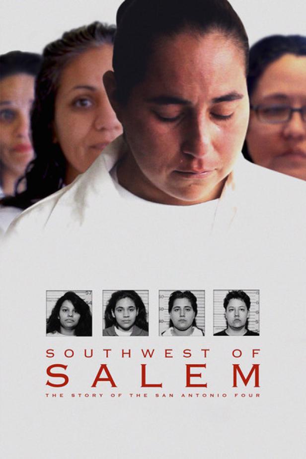 Das Filmplakat für „Southwest of Salem: The Story of the San Antonio Four“ zeigt Porträts von vier Frauen.