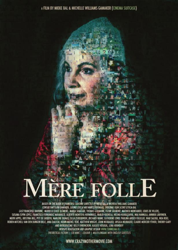 Das Filmplakat zu „Mère Folle“ zeigt das Gesicht einer Frau, das aus vielen kleinen Bildern zusammengesetzt ist.