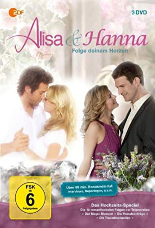 Das Cover der 3-DVD-Box „Alisa & Hanna – Folge deinem Herzen“ mit zwei Paaren.