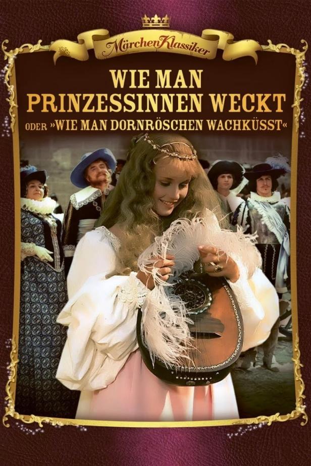 Das Cover des Märchenfilms „Wie man Prinzessinnen weckt oder »Wie man Dornröschen wachküsst«“ zeigt eine junge Frau mit einer Laute.