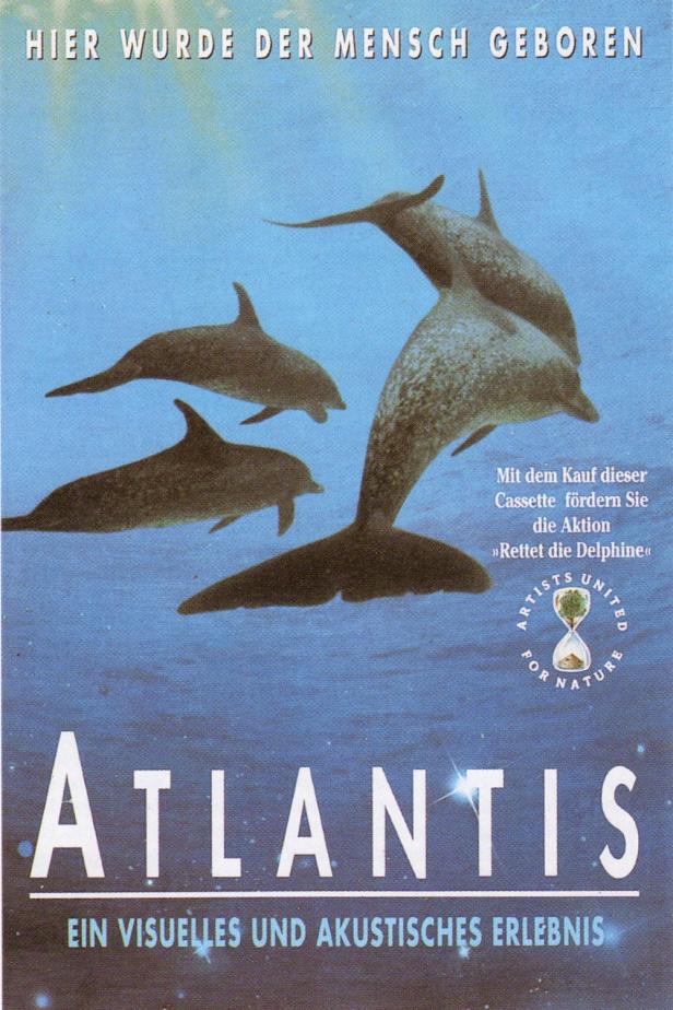 Das Cover der Kassette „Atlantis“ zeigt vier Delfine unter Wasser.