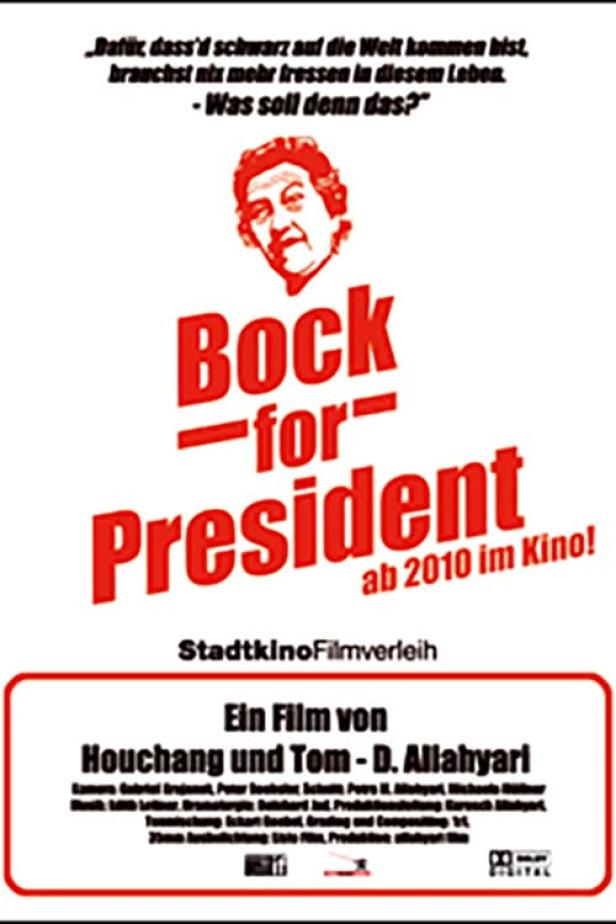 Das Filmplakat für „Bock for President“ zeigt eine Karikatur und den Slogan des Films.