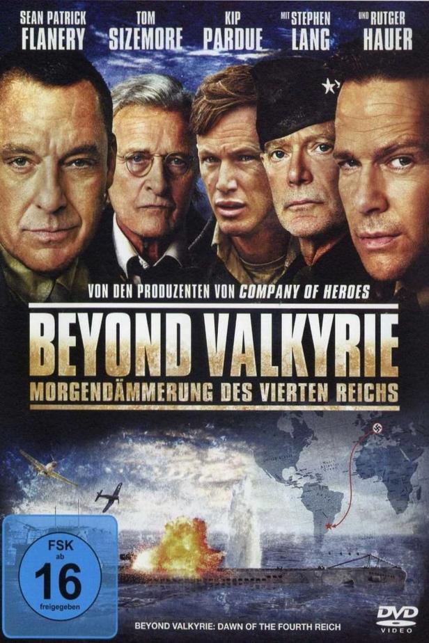 Das Filmplakat für „Beyond Valkyrie: Morgendämmerung des Vierten Reichs“ zeigt Sean Patrick Flanery, Tom Sizemore, Kip Pardue, Stephen Lang und Rutger Hauer.