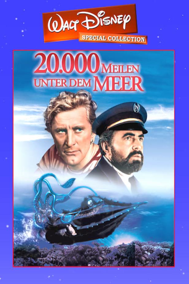 Das Filmplakat für „20.000 Meilen unter dem Meer“ mit Kirk Douglas und James Mason.