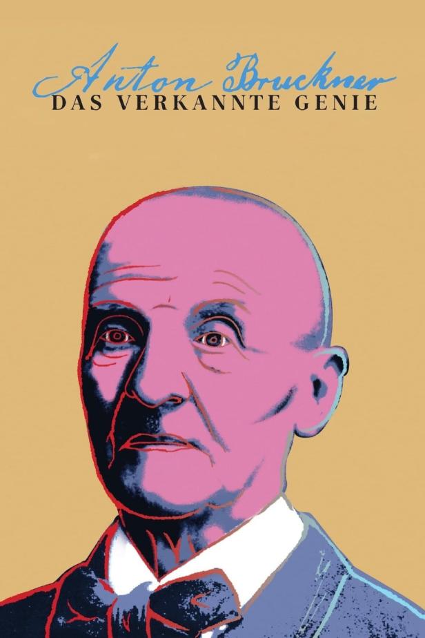 Ein farbenfrohes Porträt von Anton Bruckner, betitelt „Das verkannte Genie“.