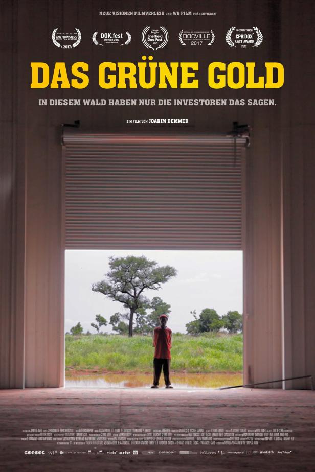 Filmplakat für „Das grüne Gold“ mit einem Kind vor einer Baumlandschaft.