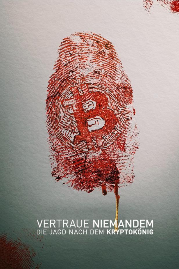 Ein blutiger Fingerabdruck formt das Bitcoin-Symbol.