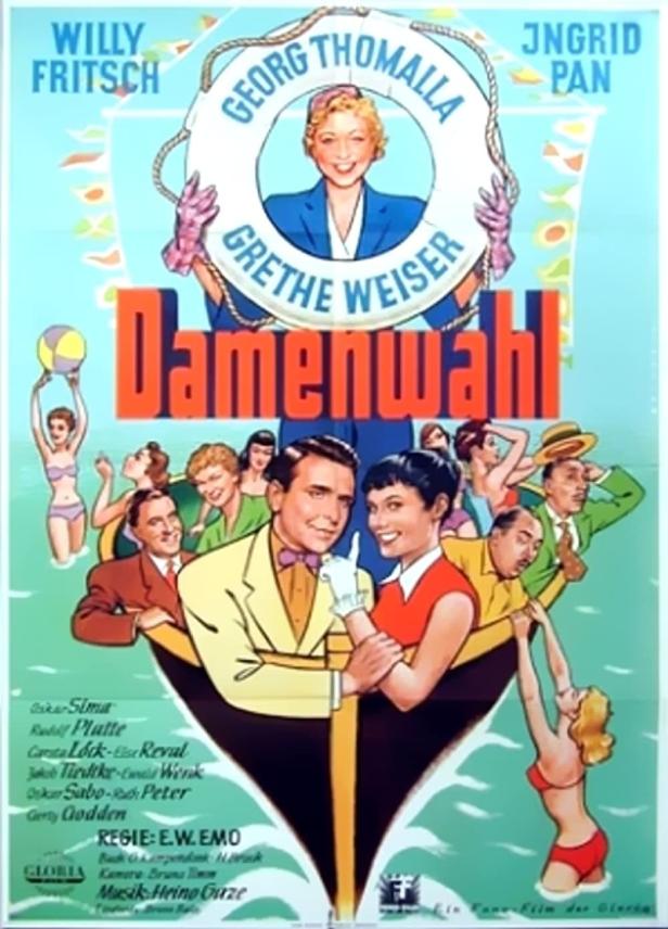Das Filmplakat für „Damenwahl“ mit Willy Fritsch, Georg Thomalla und Grethe Weiser.