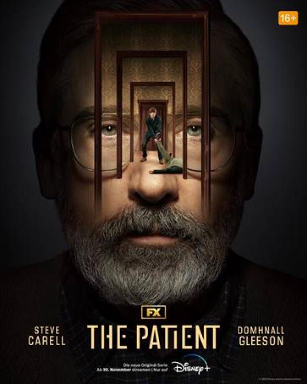 Das Poster für die Serie „The Patient“ zeigt Steve Carell und Domhnall Gleeson, sowie eine surreale Szene.
