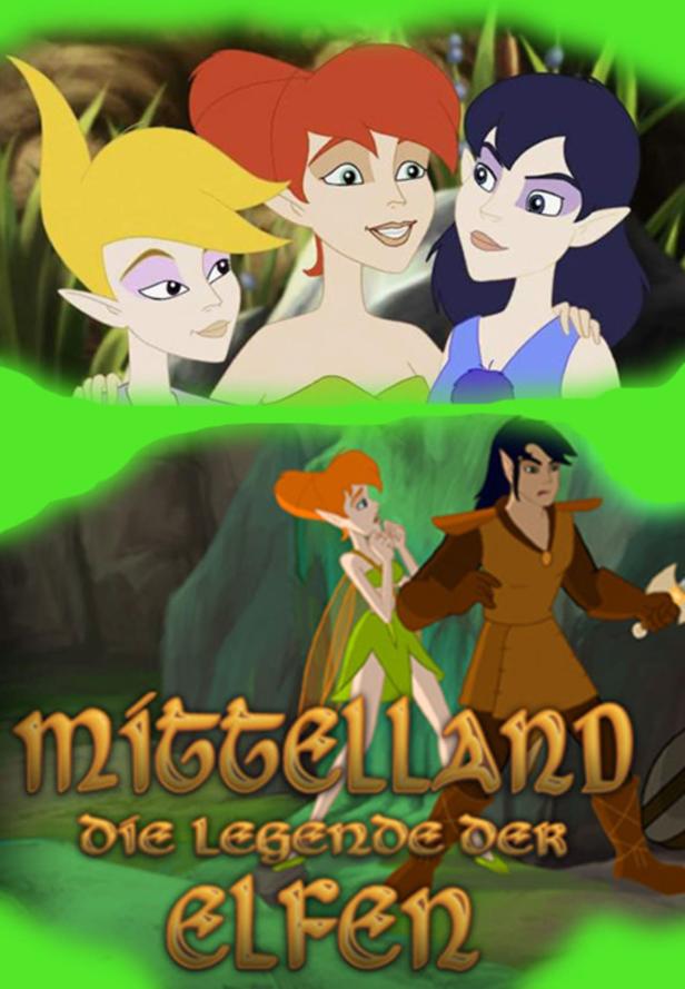 Das Cover des Animationsfilms „Mittelland – Die Legende der Elfen“ mit Elfenfiguren.
