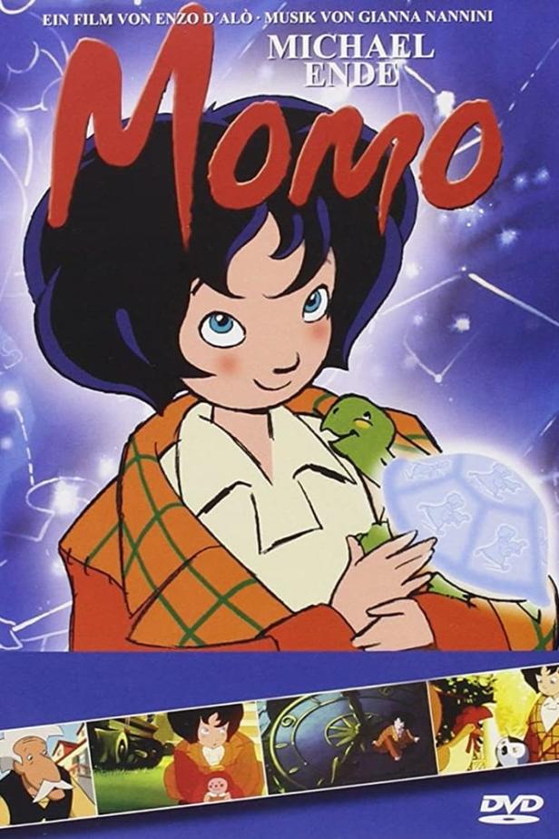 Das Cover des Films „Momo“ zeigt das Mädchen Momo mit ihrer Schildkröte Kassiopeia.