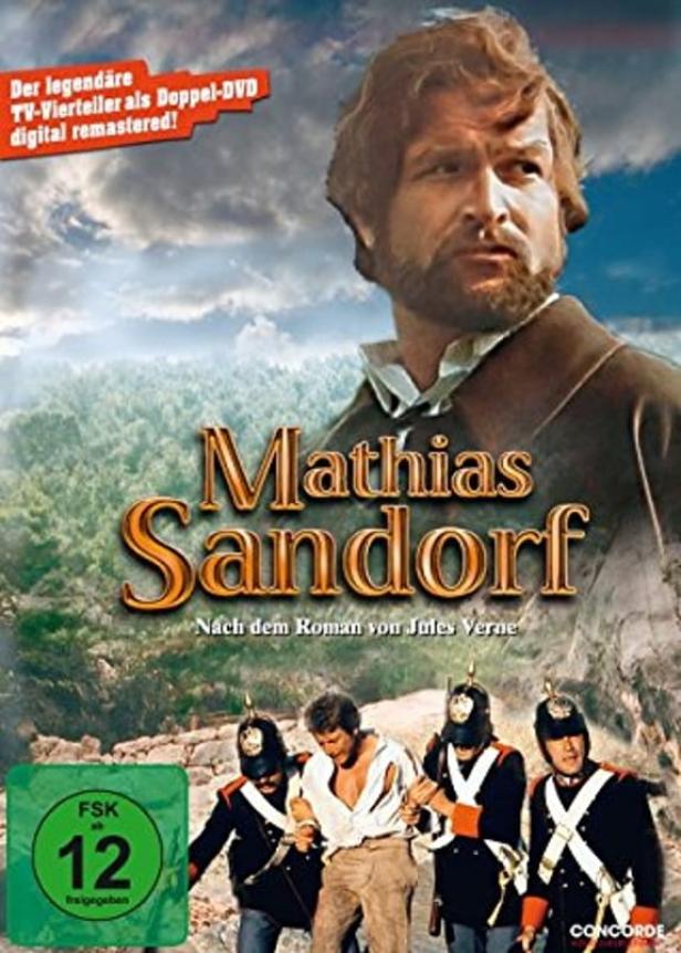 Das Cover des Films „Mathias Sandorf“ nach dem Roman von Jules Verne zeigt den Protagonisten und seine Verhaftung.
