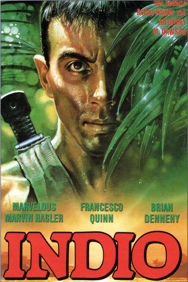 Das Filmplakat für „Indio“ zeigt Marvin Hagler im Dschungel.