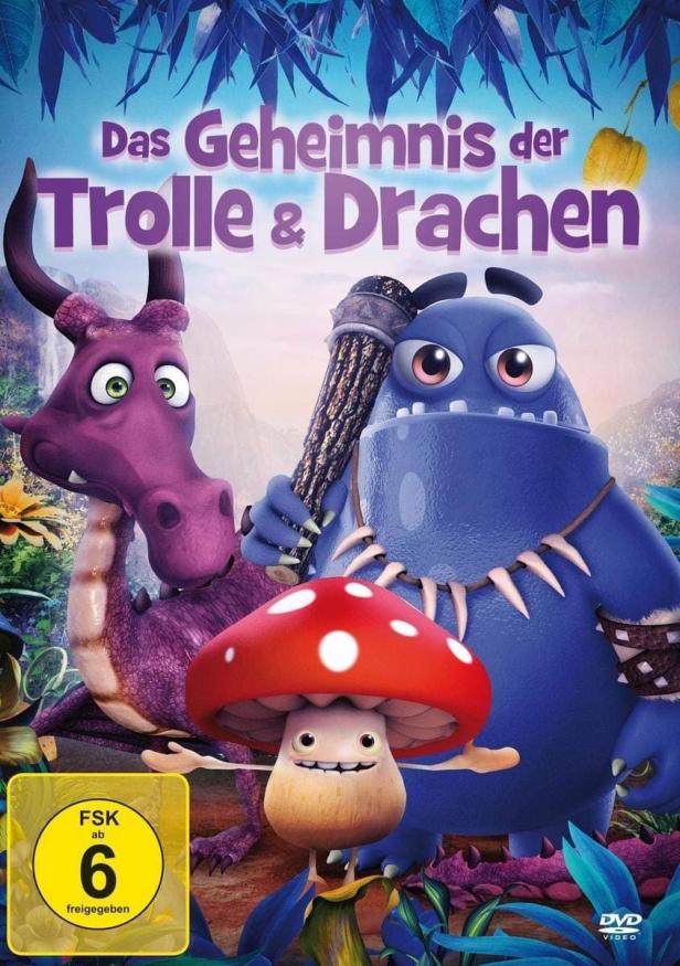 Das Cover des Films „Das Geheimnis der Trolle & Drachen“ mit animierten Figuren.