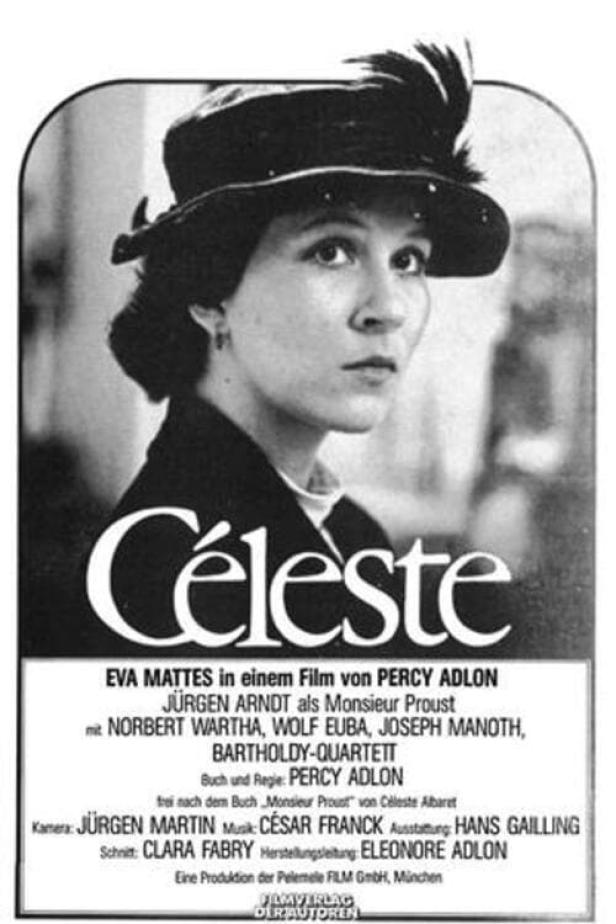 Das Filmplakat zeigt Eva Mattes als Céleste in Percy Adlons Film.