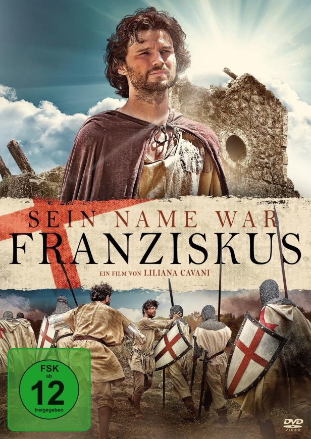 Das Filmplakat für „Sein Name war Franziskus“ zeigt einen Mann vor einer mittelalterlichen Szene.