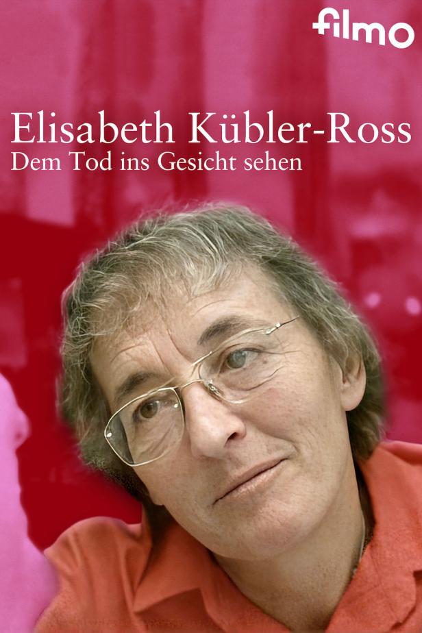 Das Filmplakat zeigt Elisabeth Kübler-Ross, die dem Tod ins Gesicht sieht.