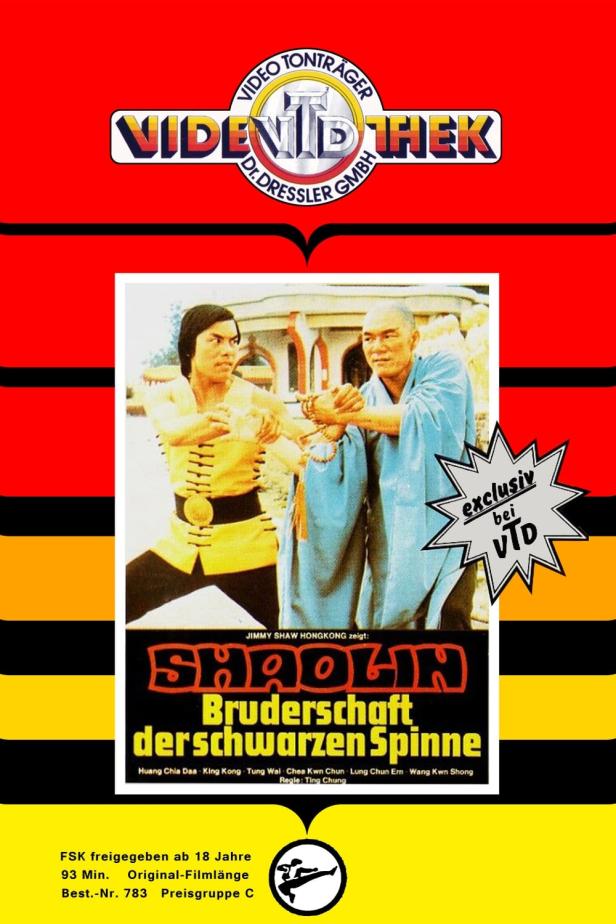 Das Cover des Films „Shaolin – Bruderschaft der schwarzen Spinne“ zeigt zwei Kampfkünstler.
