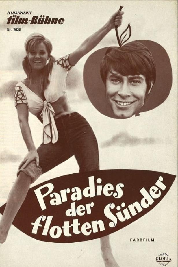 Das Filmplakat für „Paradies der flotten Sünder“ zeigt eine Frau und ein Mann im Apfel-Kreis.