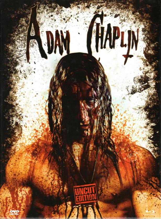 Das Cover des Films „Adam Chaplin: Uncut Edition“ zeigt einen blutverschmierten Mann.