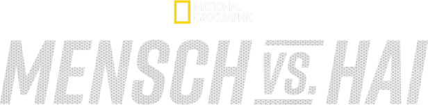 Logo von National Geographic mit dem Titel „Mensch vs. Hai“.