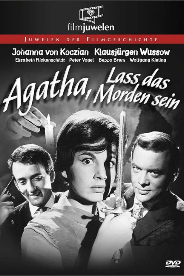 Das Filmplakat für „Agatha, lass das Morden sein“ zeigt Johanna von Koczian und Klausjürgen Wussow.