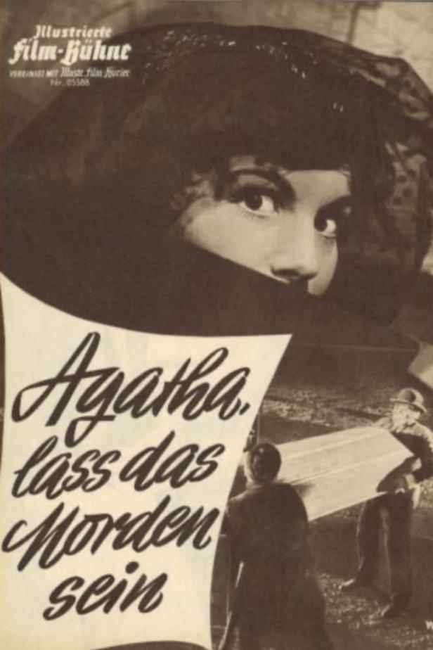 Das Filmplakat für „Agatha, lass das Morden sein“ zeigt eine Frau mit Schleier.