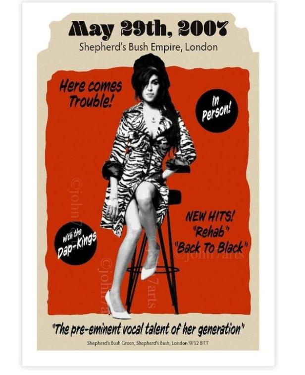 Ein Konzertplakat von Amy Winehouse vom 29. Mai 2007 im Shepherd's Bush Empire, London.