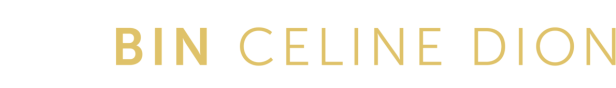 Das Logo für „Ich bin Celine Dion“ in Weiß und Gold auf schwarzem Hintergrund.