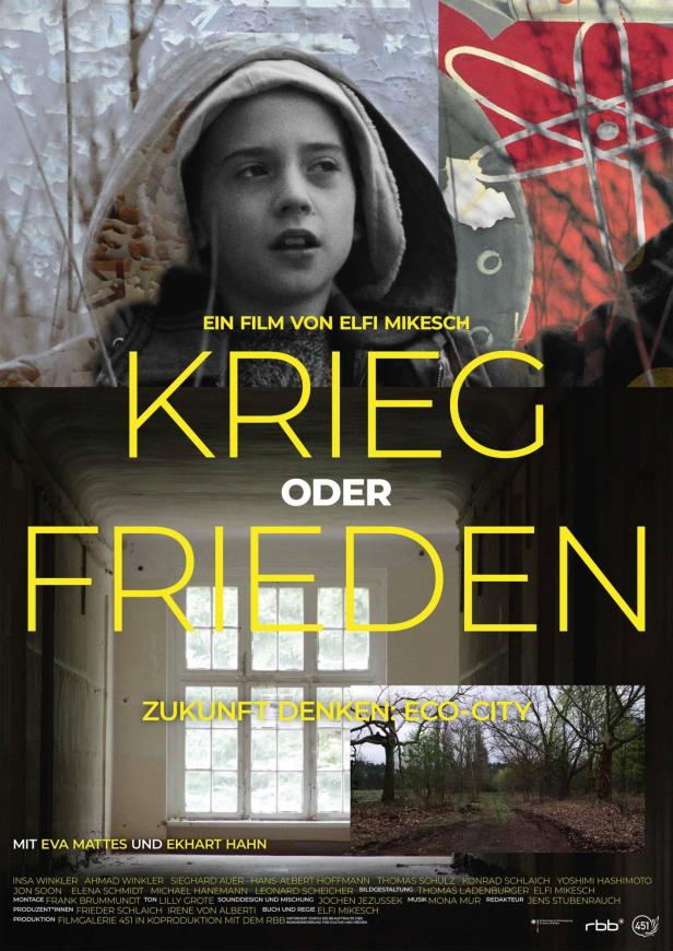 Das Filmplakat für „Krieg oder Frieden“ zeigt ein Kind und eine verlassene Landschaft.