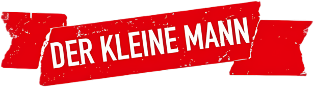 Ein rotes Banner mit dem Text „Der kleine Mann“.