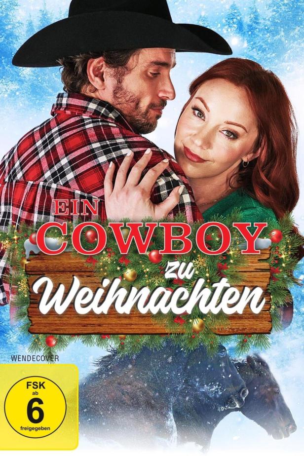 Das Filmplakat für „Ein Cowboy zu Weihnachten“ zeigt einen Mann mit Cowboyhut und eine Frau vor einem winterlichen Hintergrund.