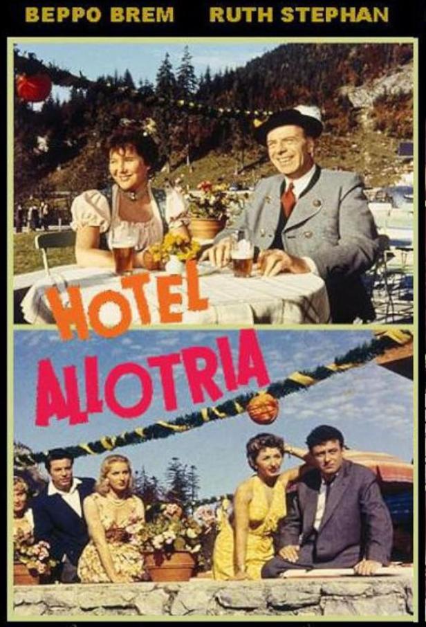 Das Filmplakat für „Hotel Allotria“ mit Beppo Brem und Ruth Stephan.