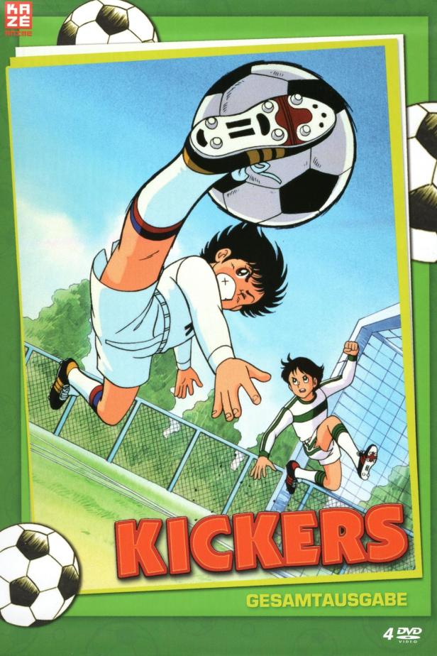 Cover der Gesamtausgabe der Anime-Serie „Kickers“ mit zwei Fußballspielern.