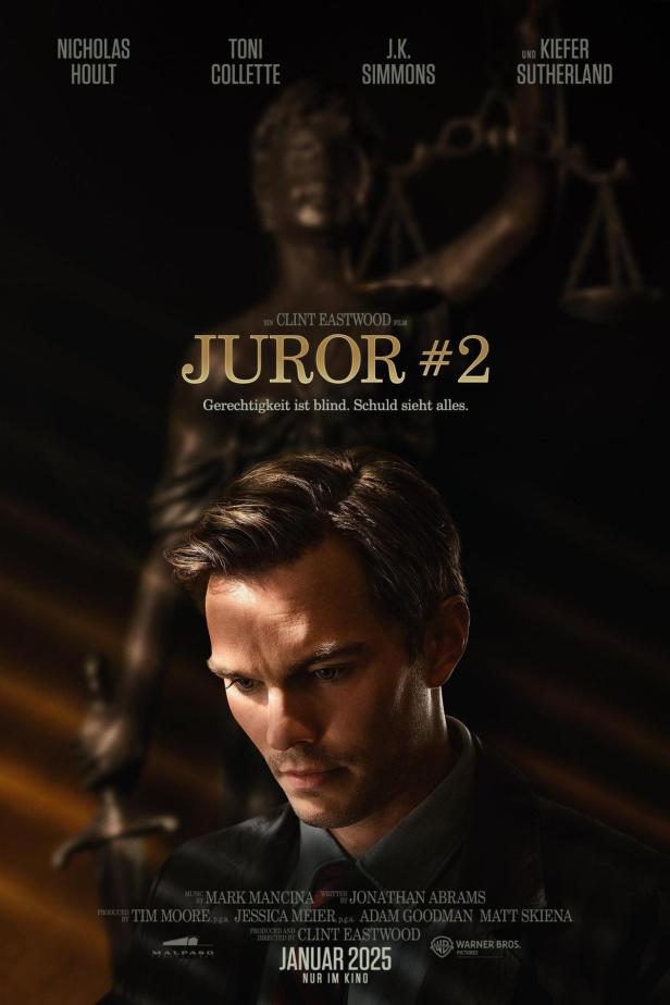 Das Filmplakat für „Juror #2“ mit Nicholas Hoult im Vordergrund.
