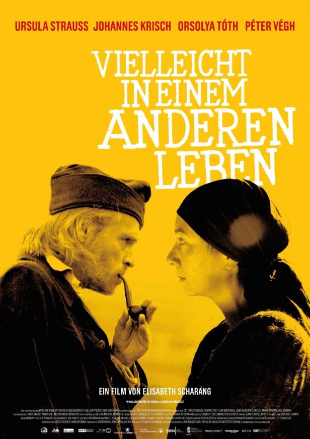 Das Filmplakat zu „Vielleicht in einem anderen Leben“ zeigt zwei ernste Gesichter.
