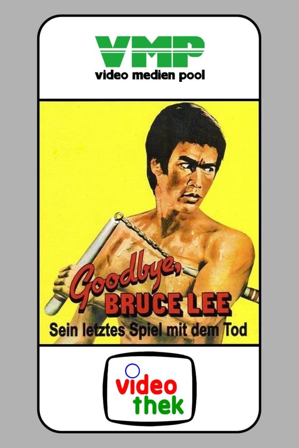 Das Cover des Films „Goodbye Bruce Lee: Sein letztes Spiel mit dem Tod“ mit Bruce Lee und Nunchakus.