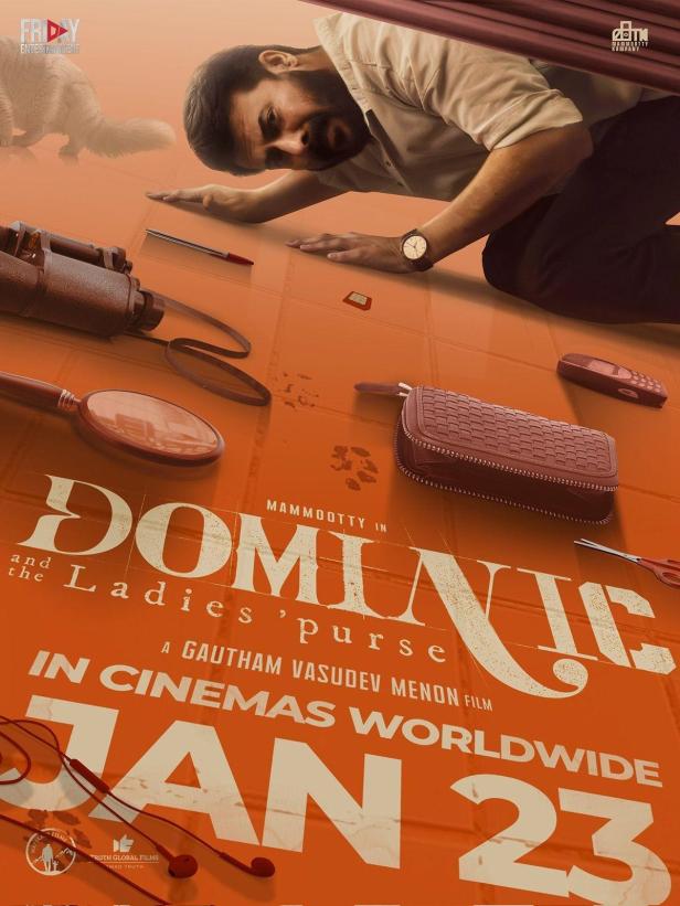 Ein Mann sucht auf dem Cover des Films „Dominic and the Ladies' Purse“ nach Gegenständen.